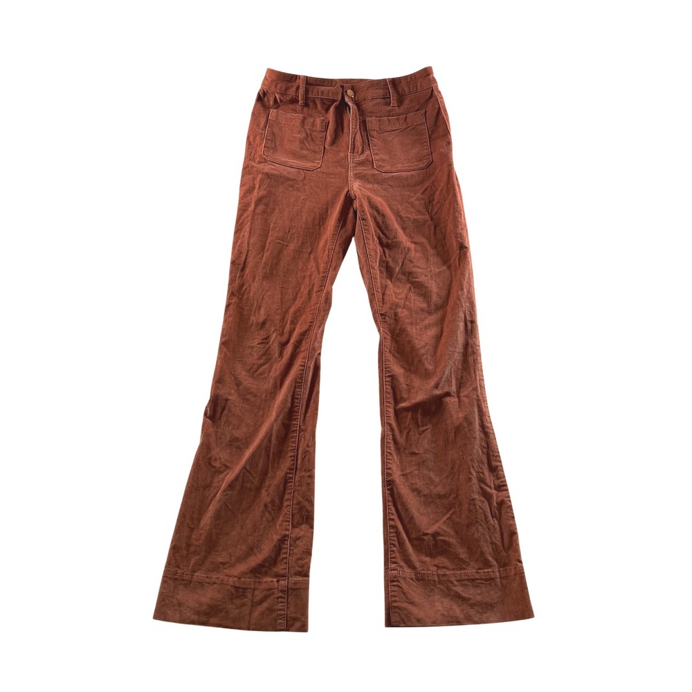 Avec Les Filles Corduroy Pants Womens 6 Rust Brown Good Flare High Rise 82801